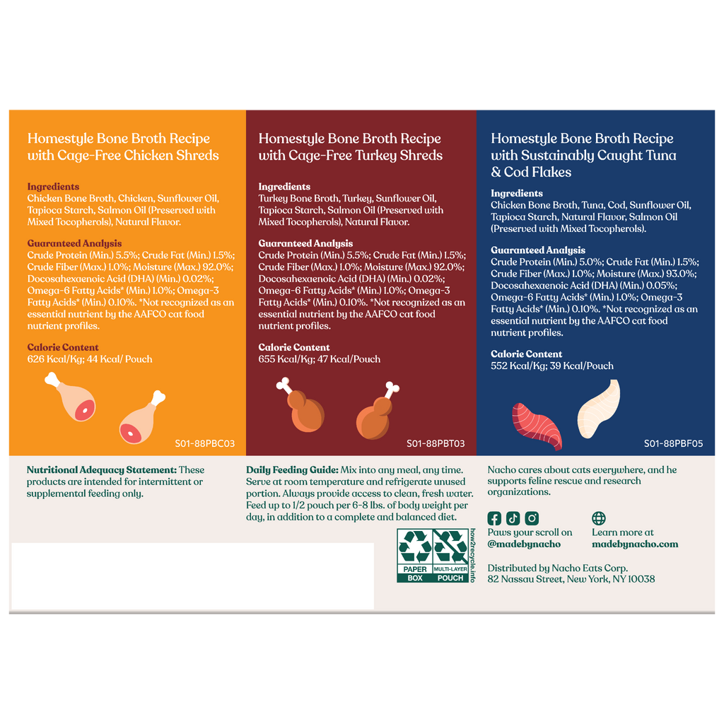 Homestyle Bone Broth Recipe Variety Pack with Protein Shreds
